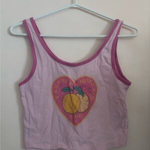 Pink Graphic Fruit Crop Tank Top